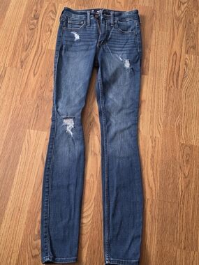 Hollister Dark Blue Distressed Skinny Jeans